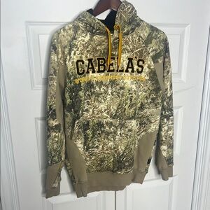 Cabela's Woodland Camo Hoodie with Yellow Accents